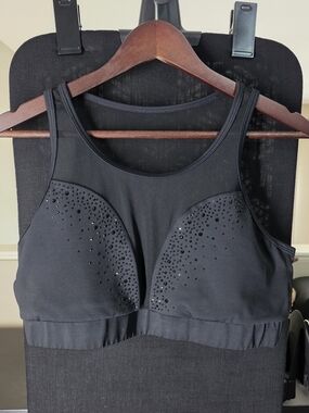 Luxeit Black Rhinestone Sports Bra